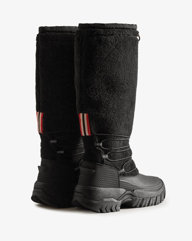 Hunter Dames Zwerver Vegan Shearling Geïsoleerde Hoge Snowboots Zwart