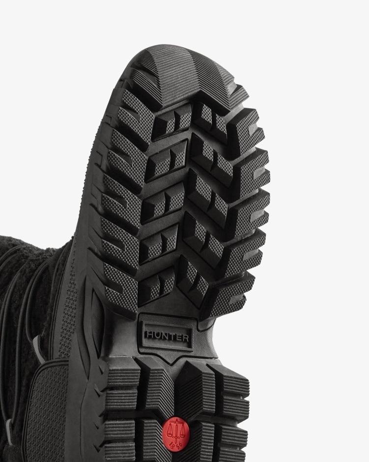 Hunter Dames Zwerver Vegan Shearling Geïsoleerde Hoge Snowboots Zwart