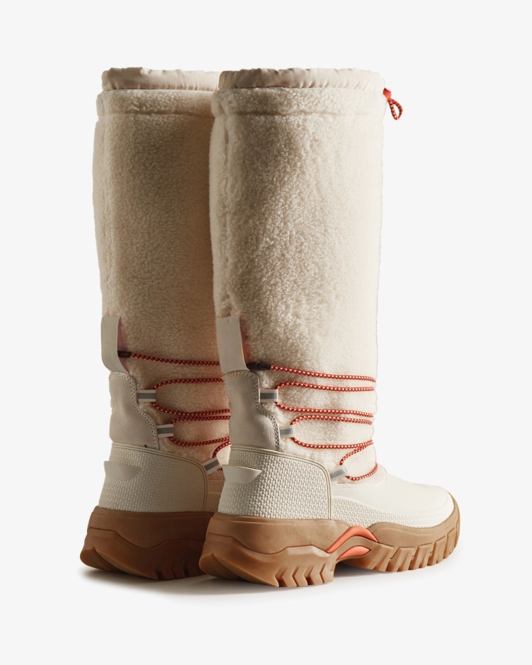 Hunter Dames Zwerver Vegan Shearling Geïsoleerde Hoge Snowboots Wit Wilg-gom